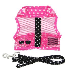 Cool Mesh Dog Harness Under the Sea Collection (Color: Sunglasses Pink and Black Polka Dot, size: X-Small)
