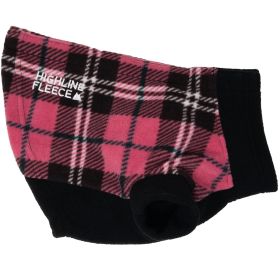 Highline Fleece Dog Coat (Color: Pink and Black Plaid, size: Size 16)