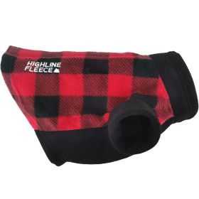 Highline Fleece Dog Coat (Color: Red and Black Plaid, size: Size 16LC)