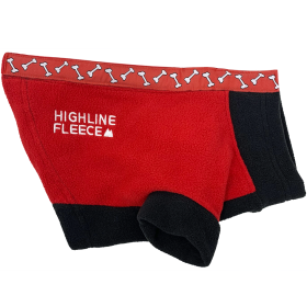 Highline Fleece Dog Coat (Color: Red and Black with Rolling Bones, size: Size 22)